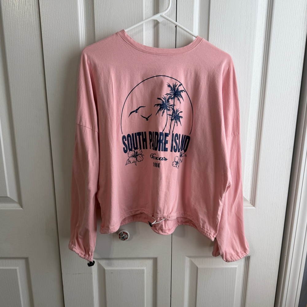 Southern Spirit South Padre Island Texas pink crop‎ top size large